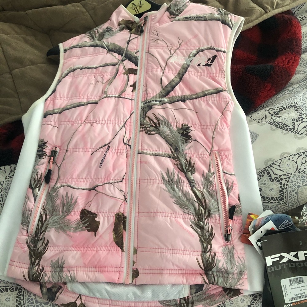 Pink camo FXR vest. NEW.
